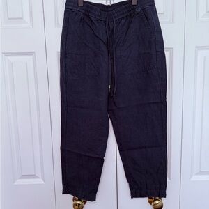 J. Crew Dark Blue Linen Drawstring Pants